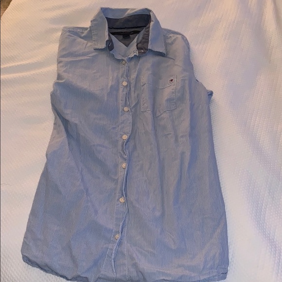 Tommy Hilfiger blue striped collared button down - Picture 2 of 2
